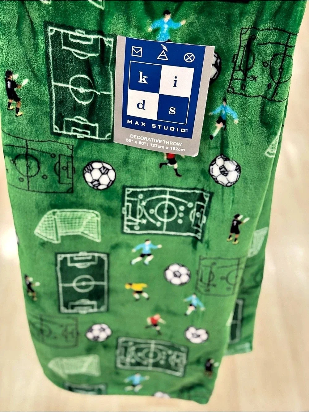 Max Studio Kids Soccer Kids Decorative Throw Blanket Green